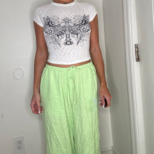Load image into Gallery viewer, pastel green drawstring linen pants
