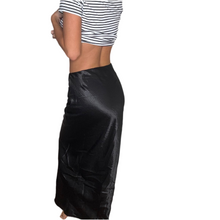 Load image into Gallery viewer, black satin maxi skirt

