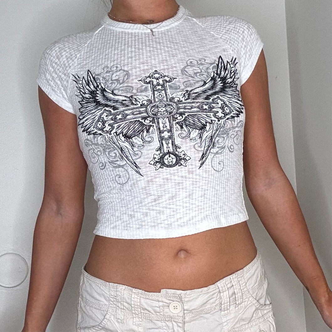 edgy cropped graphic tee