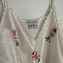 Load image into Gallery viewer, white satin dress embroidered roses
