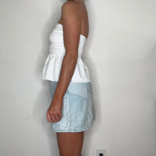 Load image into Gallery viewer, white strapless peplum double lined tube top
